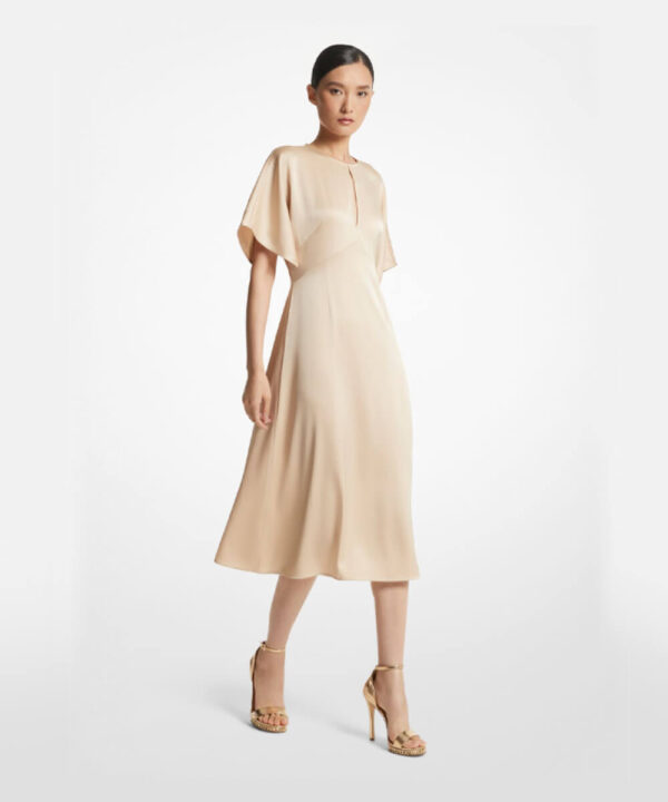 Red Ribbed One-Shoulder Cutout Midi Dress